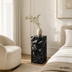 Modern Black Marble Marquina Rectangular Side Table