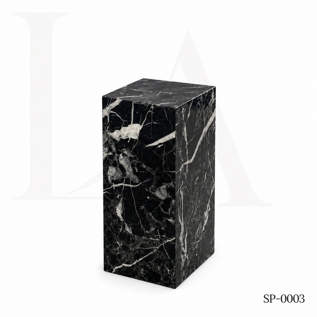 Modern Black Marble Marquina Rectangular Side Table