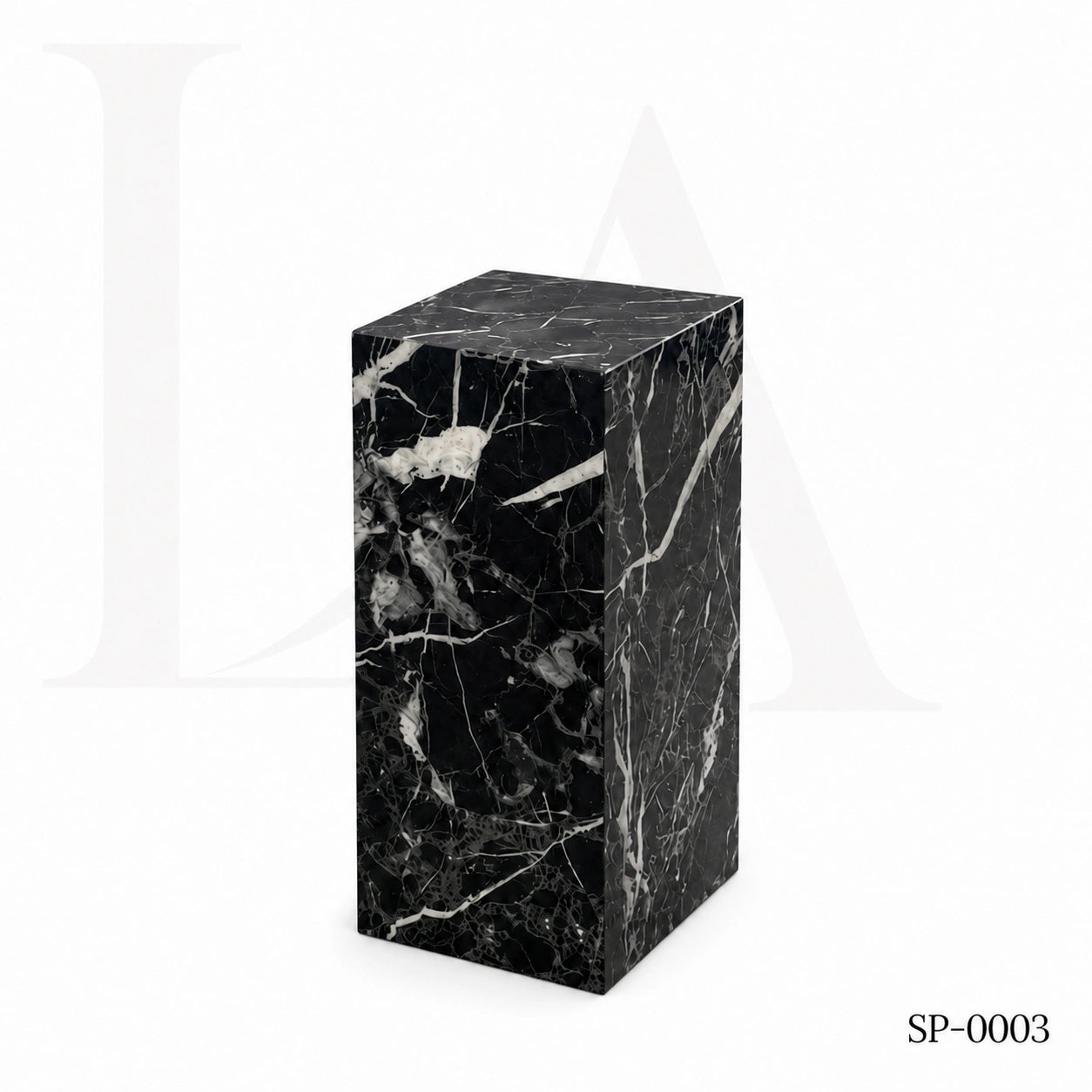 Modern Black Marble Marquina Rectangular Side Table
