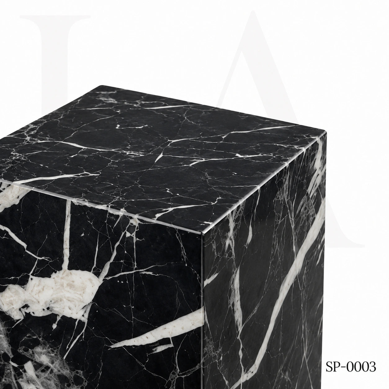 Modern Black Marble Marquina Rectangular Side Table