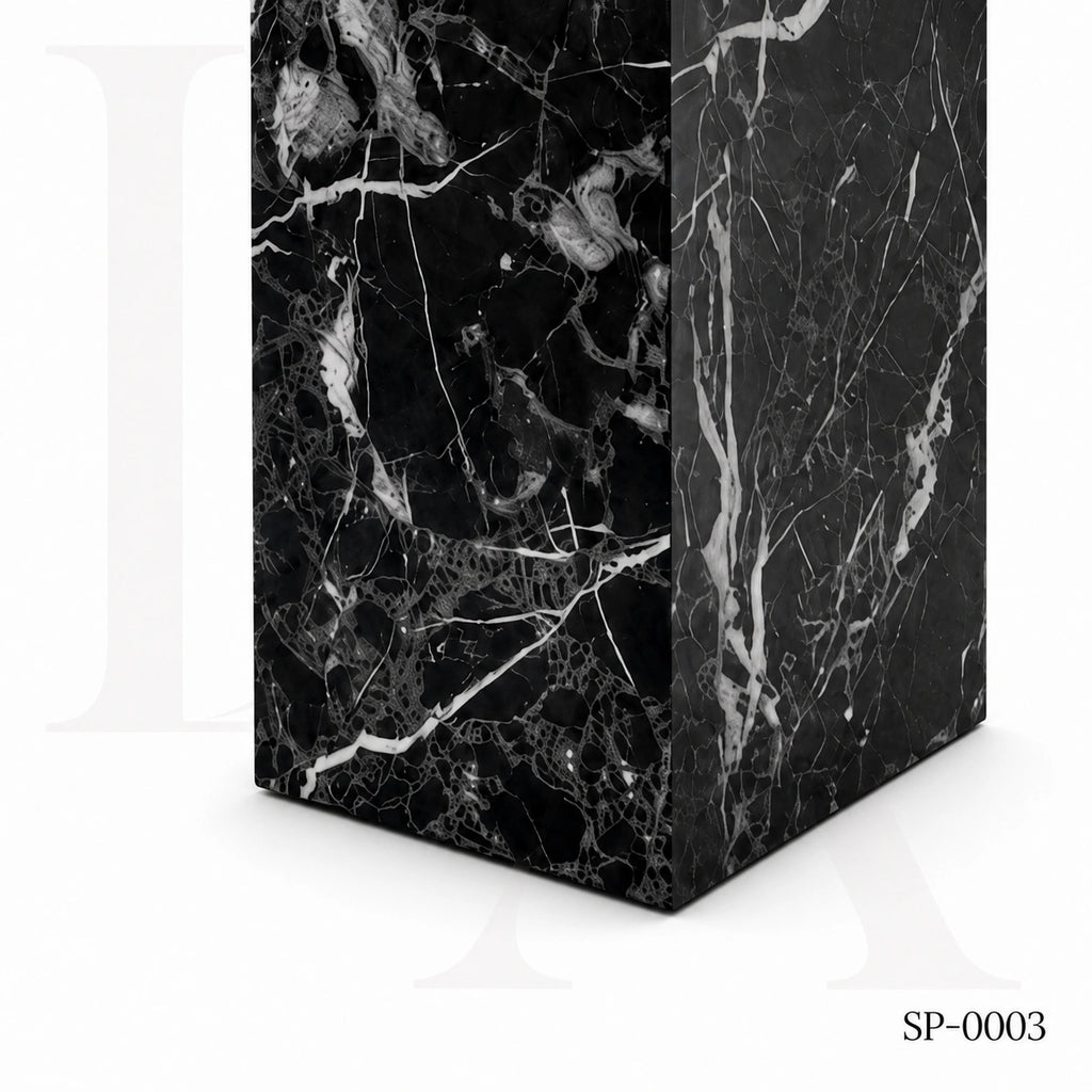 Modern Black Marble Marquina Rectangular Side Table