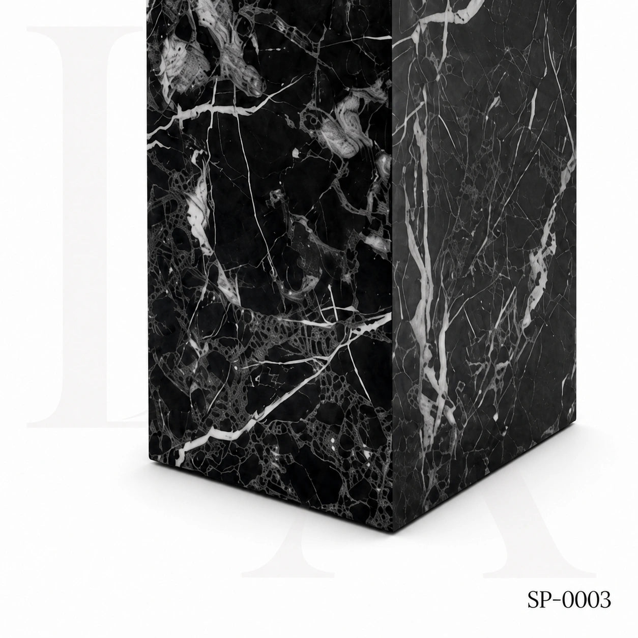 Modern Black Marble Marquina Rectangular Side Table