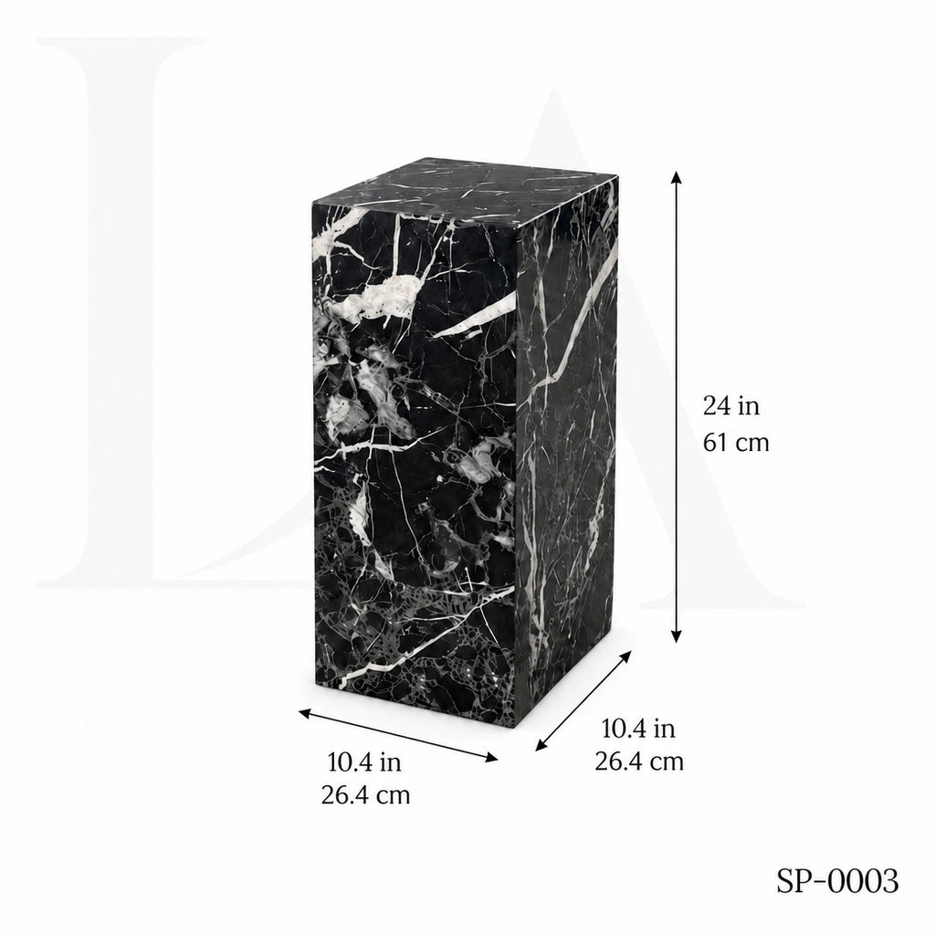 Modern Black Marble Marquina Rectangular Side Table
