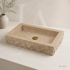 Hand-Carved Natural Travertine Bathroom Sink Basin