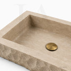 Hand-Carved Natural Travertine Bathroom Sink Basin