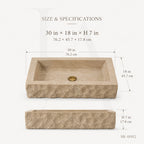 Hand-Carved Natural Travertine Bathroom Sink Basin