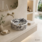 Fluted Carrara Marble Bathroom Sink Basin