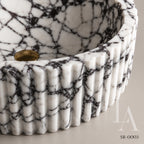 Fluted Carrara Marble Bathroom Sink Basin