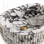 Fluted Carrara Marble Bathroom Sink Basin