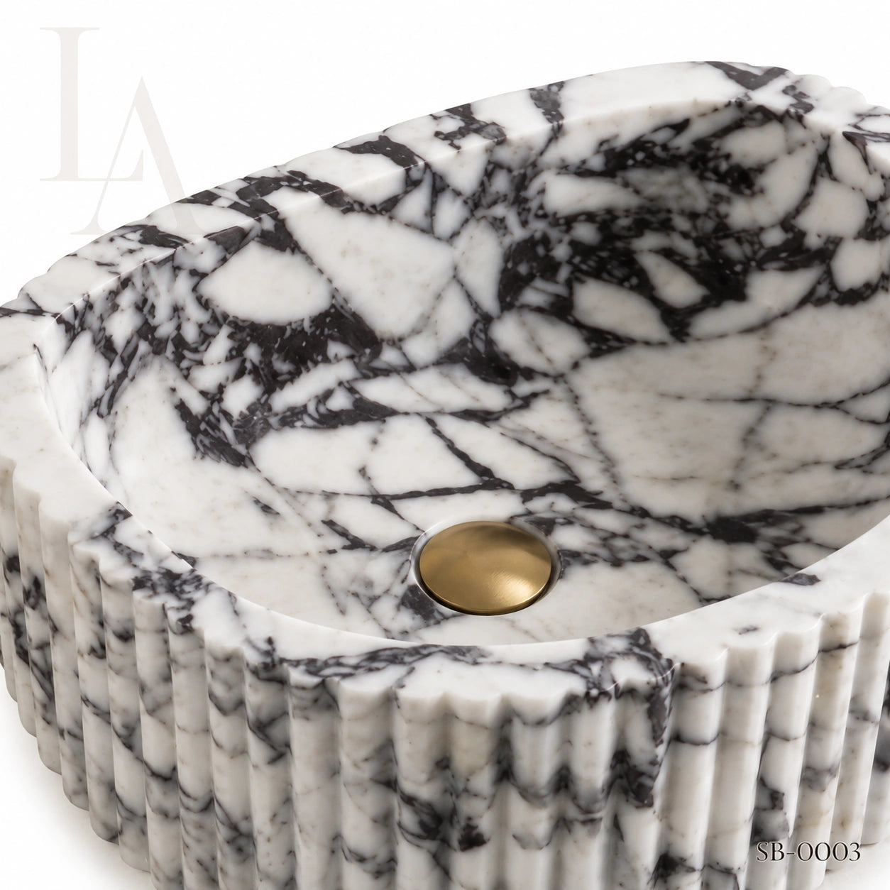 Fluted Carrara Marble Bathroom Sink Basin