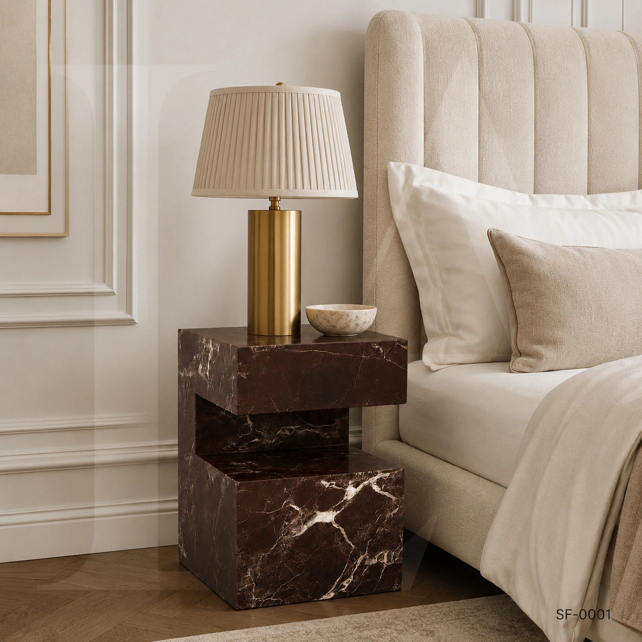 Handcrafted Rosso Levanto Marble Side Table, natural Stone Coffee Table, Sculptural Side Table, Modern Minimalist Accent, Custom Furniture