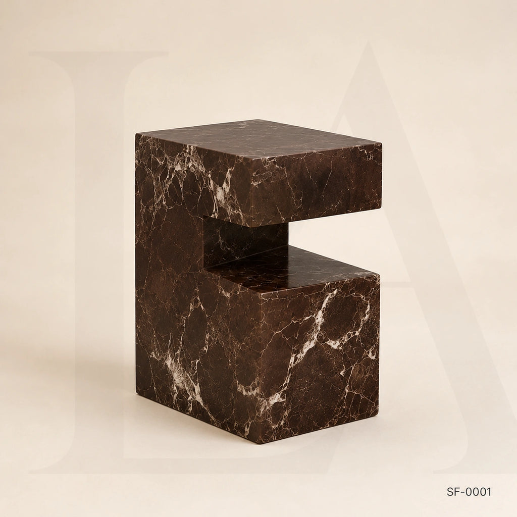 Handcrafted Rosso Levanto Marble Side Table, natural Stone Coffee Table, Sculptural Side Table, Modern Minimalist Accent, Custom Furniture