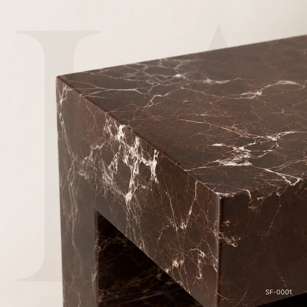 Handcrafted Rosso Levanto Marble Side Table, natural Stone Coffee Table, Sculptural Side Table, Modern Minimalist Accent, Custom Furniture