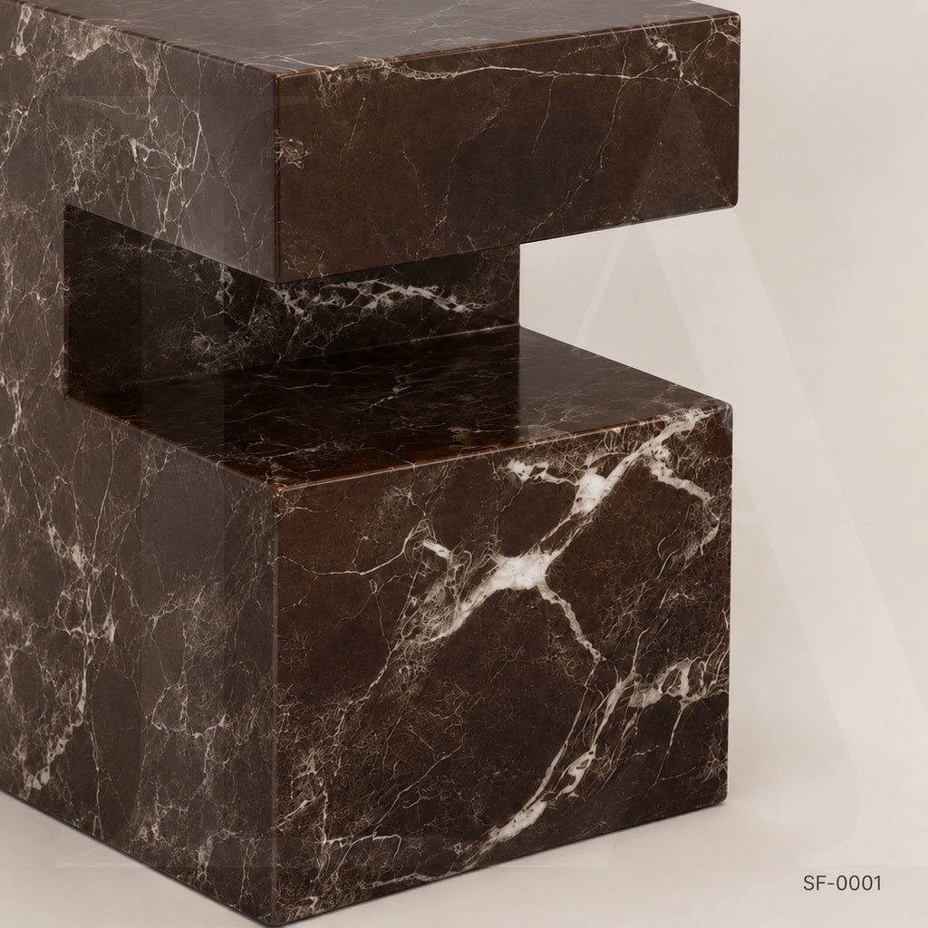 Handcrafted Rosso Levanto Marble Side Table, natural Stone Coffee Table, Sculptural Side Table, Modern Minimalist Accent, Custom Furniture