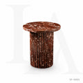 Rosso Levanto Marble Side Table | Fluted Burgundy Plinth