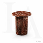 Rosso Levanto Marble Side Table | Fluted Burgundy Plinth