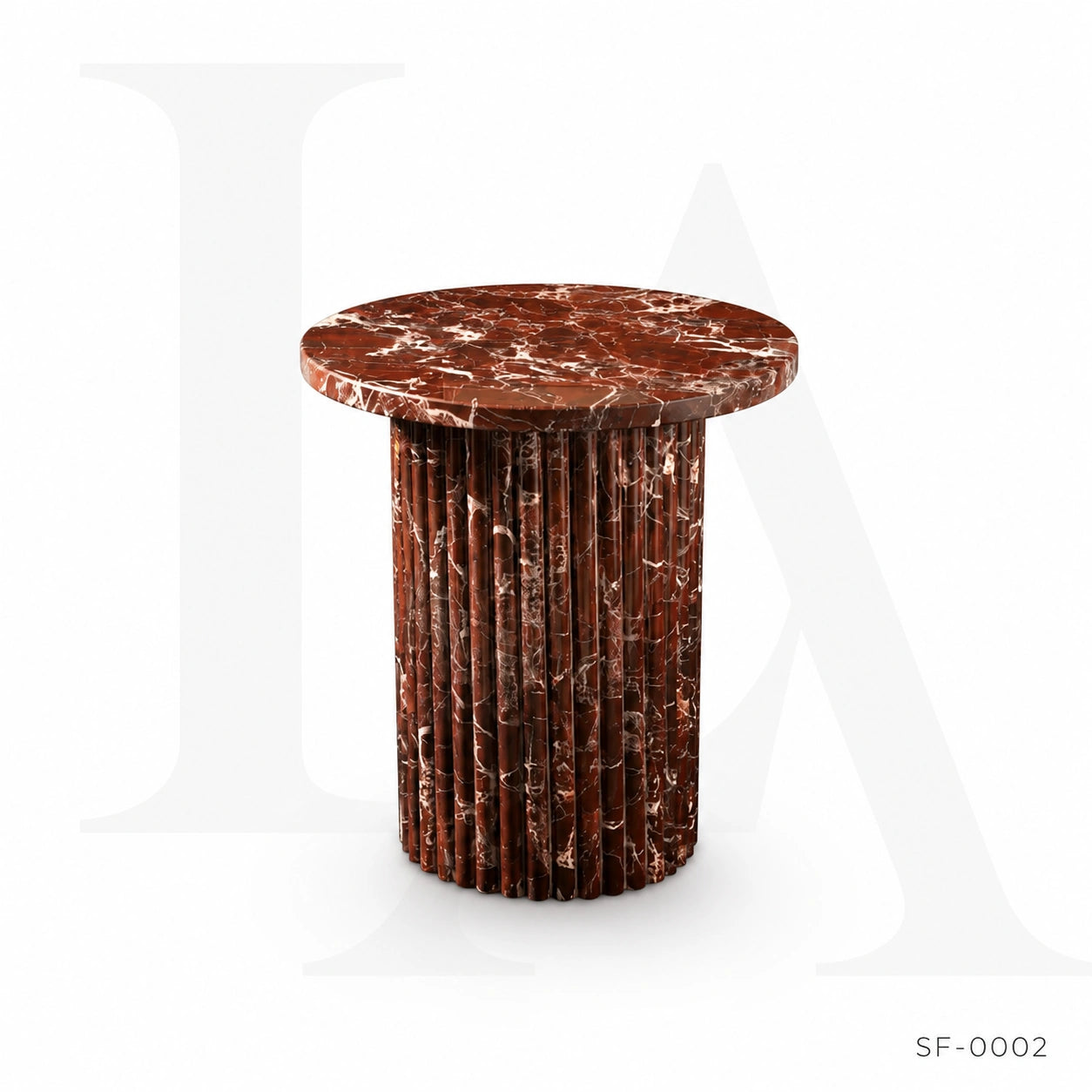 Rosso Levanto Marble Side Table | Fluted Burgundy Plinth
