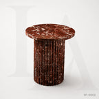 Rosso Levanto Marble Side Table | Fluted Burgundy Plinth