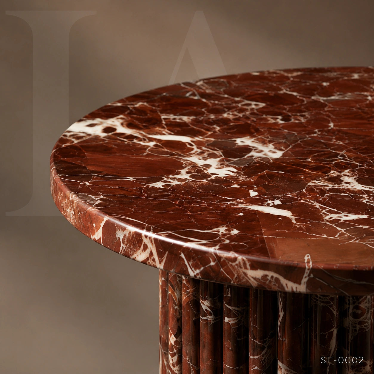 Rosso Levanto Marble Side Table | Fluted Burgundy Plinth