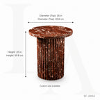 Rosso Levanto Marble Side Table | Fluted Burgundy Plinth
