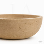 Beige Travertine Bowl, Natural Stone Decorative Centerpiece