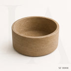 Beige Travertine Round Bowl, Natural Stone Decorative Centerpiece