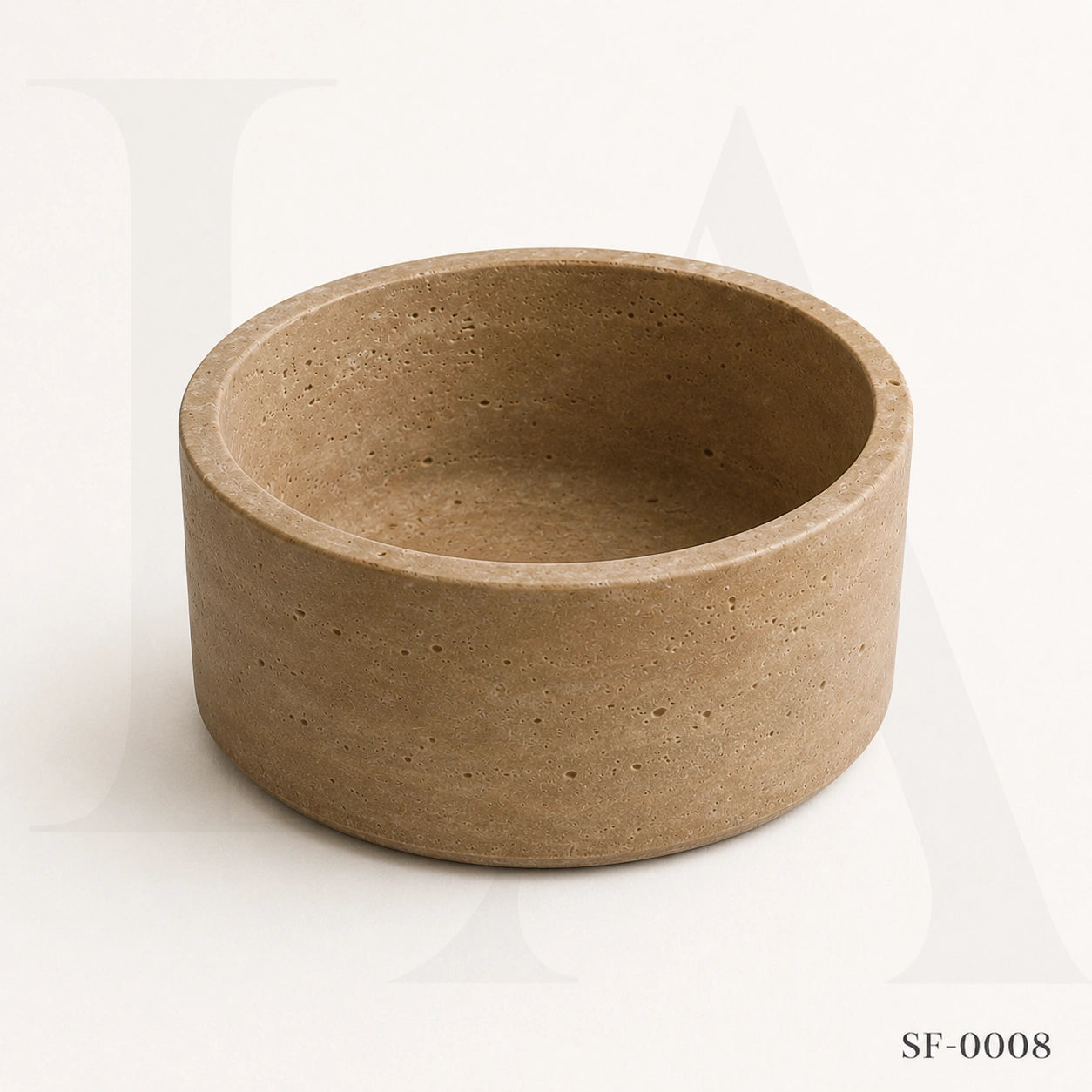Beige Travertine Round Bowl, Natural Stone Decorative Centerpiece