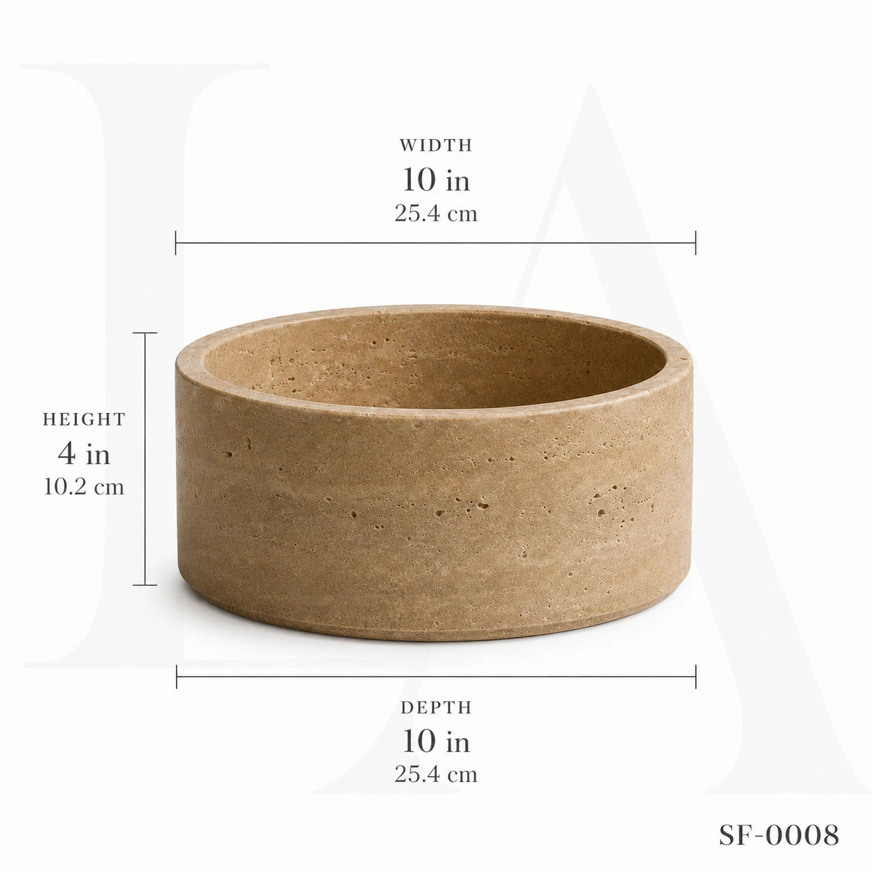 Beige Travertine Round Bowl, Natural Stone Decorative Centerpiece