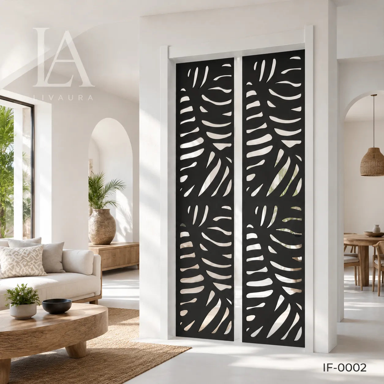 Modern Tropical Leaf Laser Cut Metal Decorative Screen Panel
