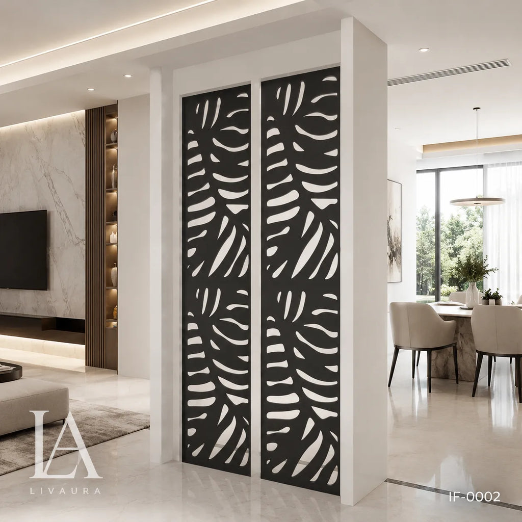 Modern Tropical Leaf Laser Cut Metal Decorative Screen Panel