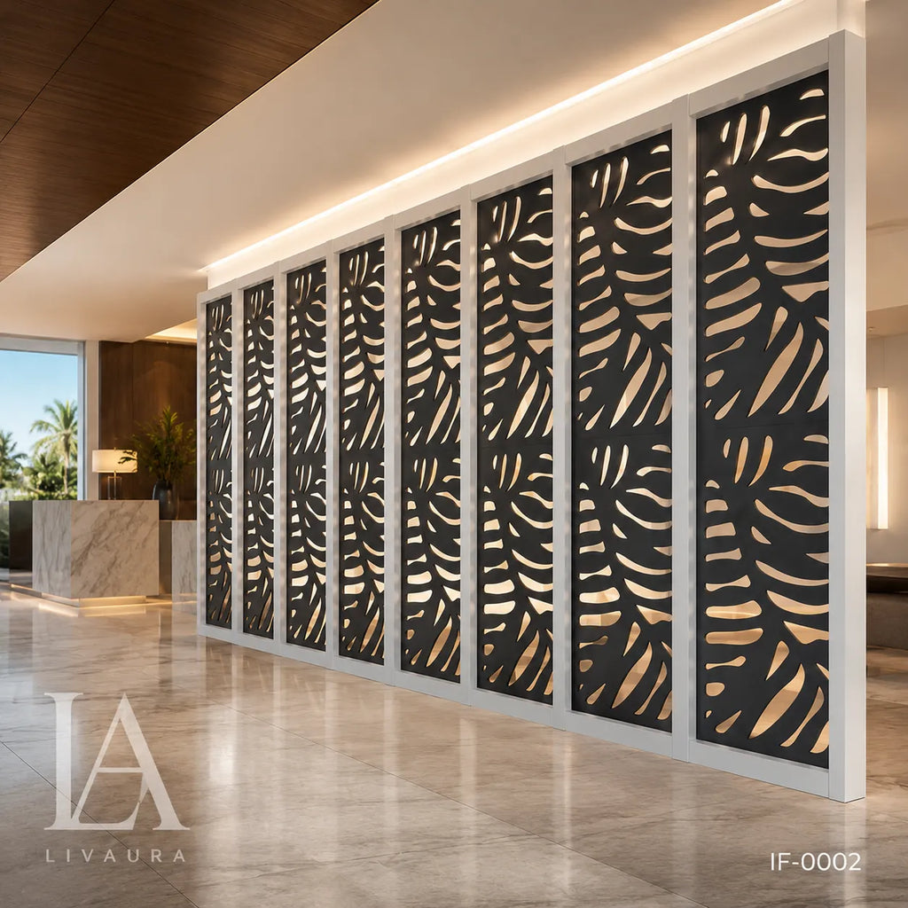 Modern Tropical Leaf Laser Cut Metal Decorative Screen Panel