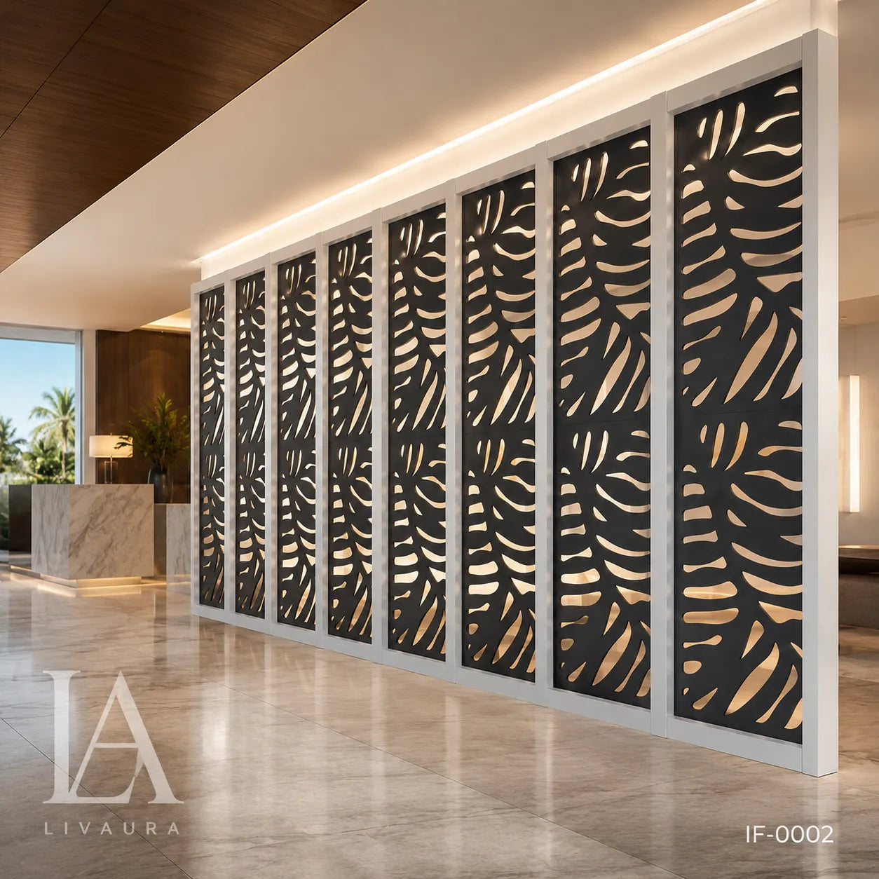 Modern Tropical Leaf Laser Cut Metal Decorative Screen Panel