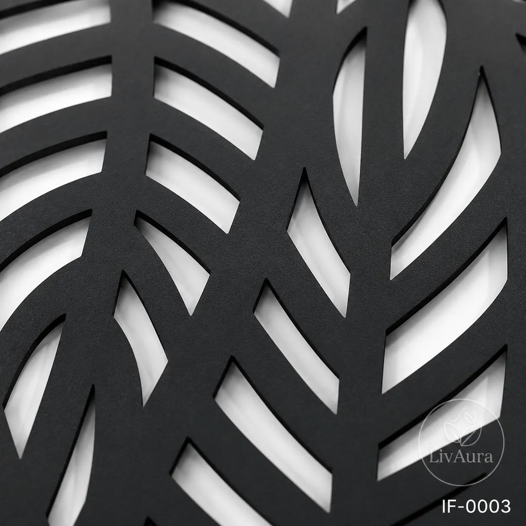 Modern Leaf Pattern Laser Cut Metal Privacy Screen Panel