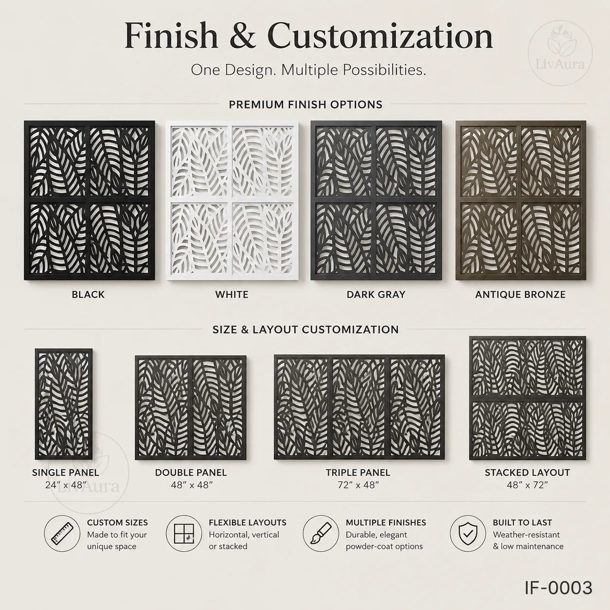 Modern Leaf Pattern Laser Cut Metal Privacy Screen Panel