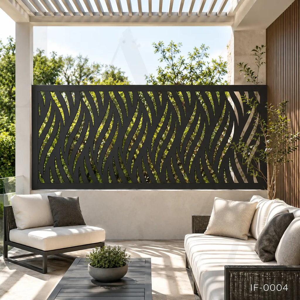 Modern Wave Pattern Laser Cut Metal Privacy Screen Panel