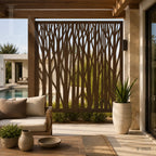 Modern Forest Pattern Laser Cut Metal Privacy Screen Panel