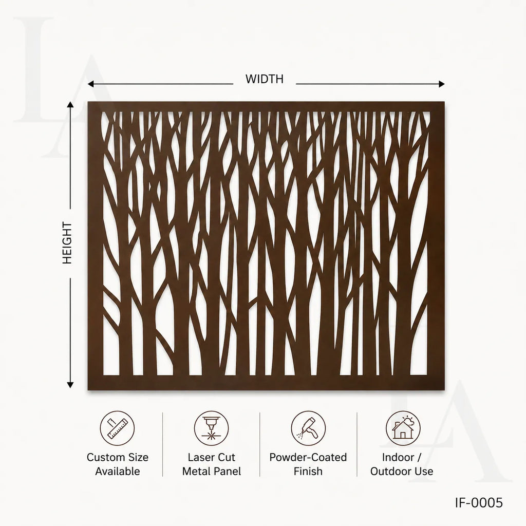 Modern Forest Pattern Laser Cut Metal Privacy Screen Panel