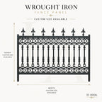 Classic Wrought Iron Ornamental Fence Panel