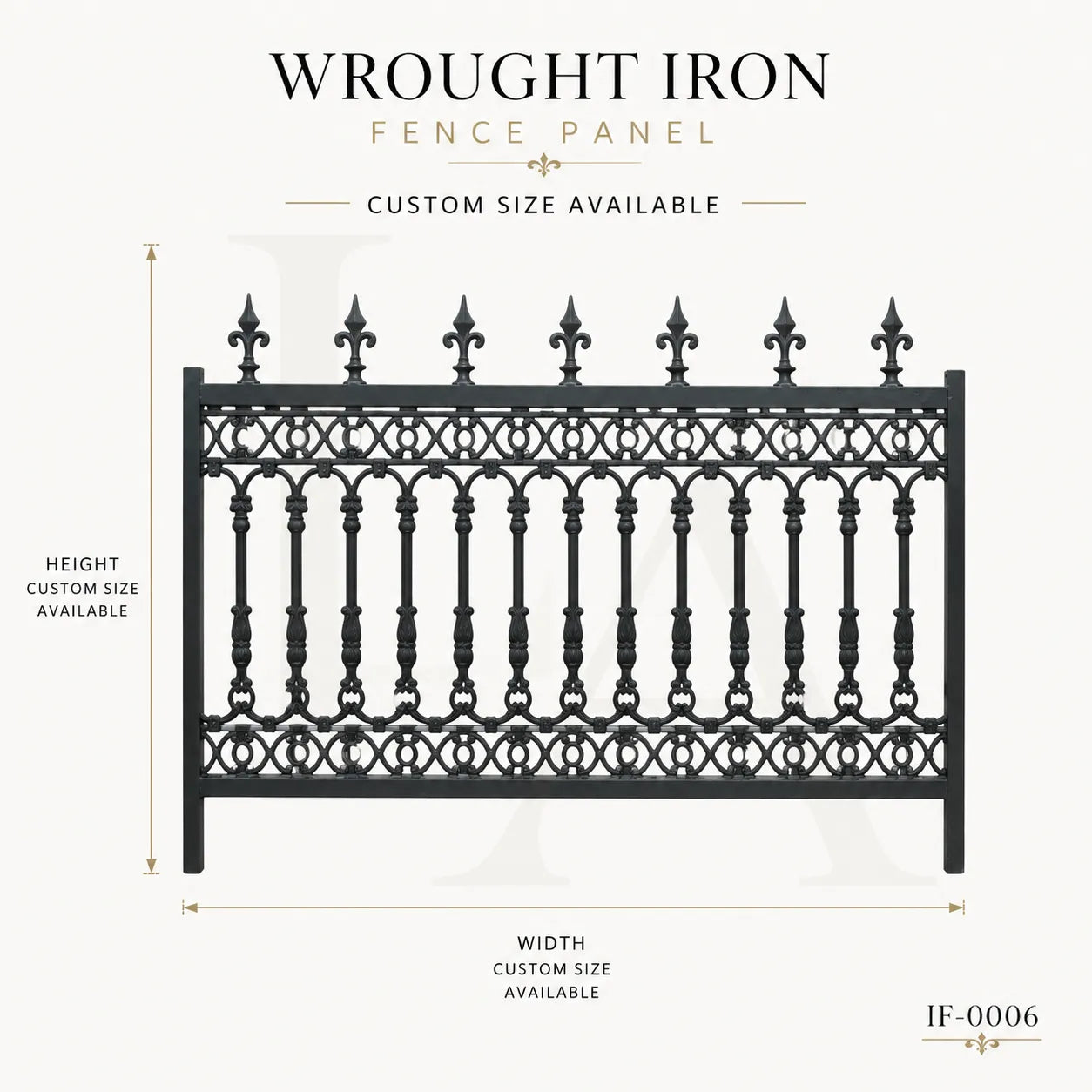 Classic Wrought Iron Ornamental Fence Panel