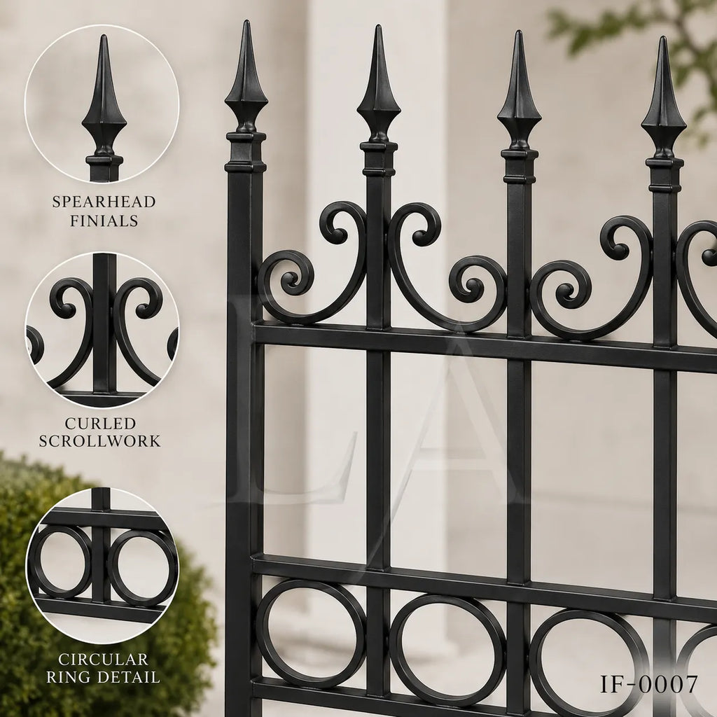 Classic Spear Top Wrought Iron Fence Panel