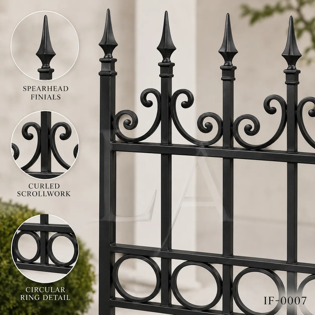 Classic Spear Top Wrought Iron Fence Panel