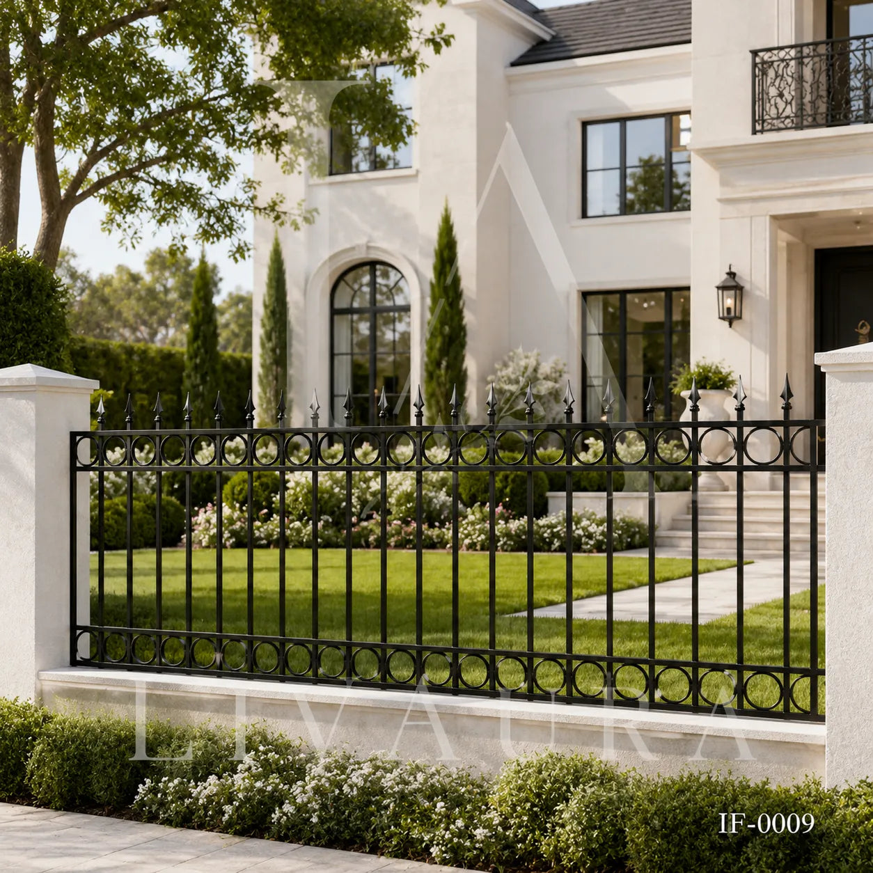 Classic Ring Top Wrought Iron Fence Panel