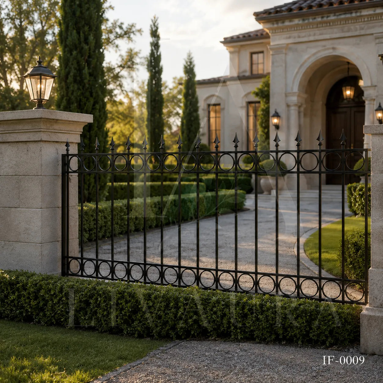 Classic Ring Top Wrought Iron Fence Panel