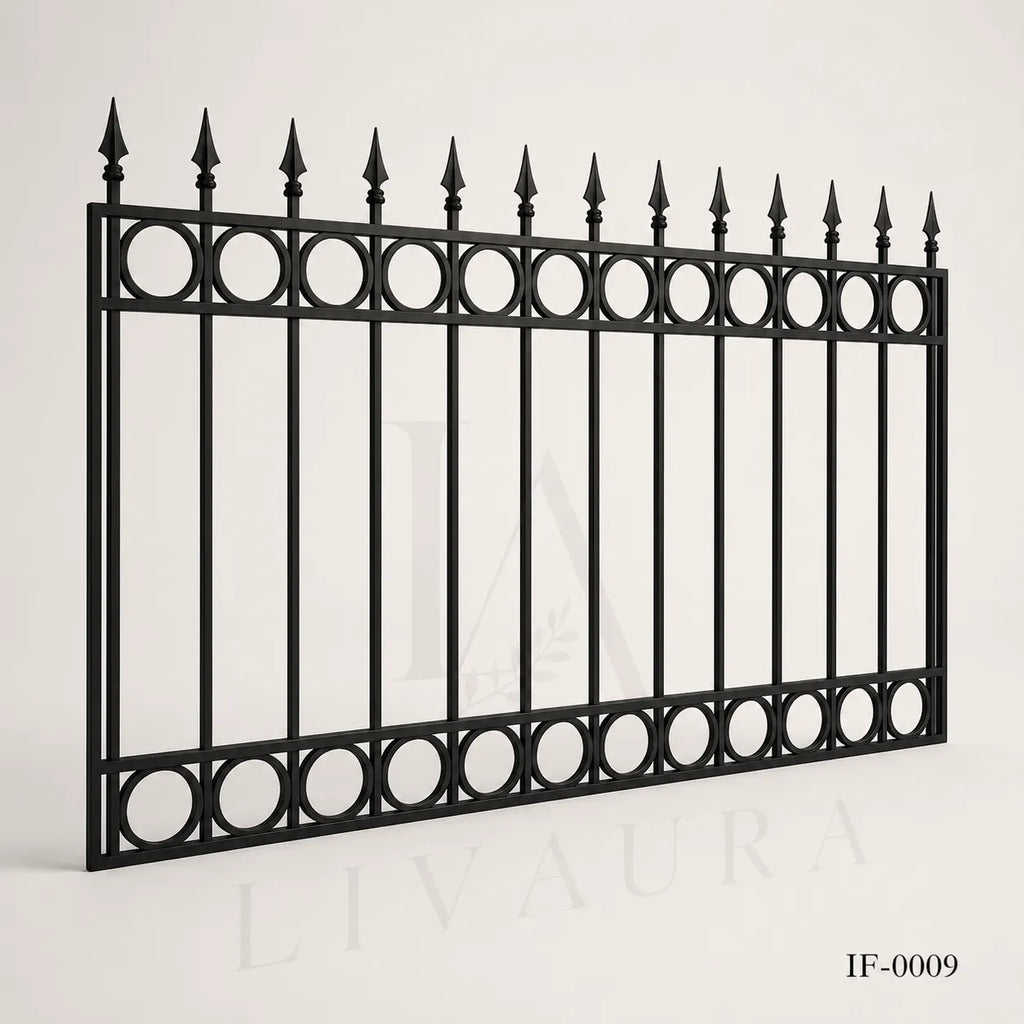 Classic Ring Top Wrought Iron Fence Panel