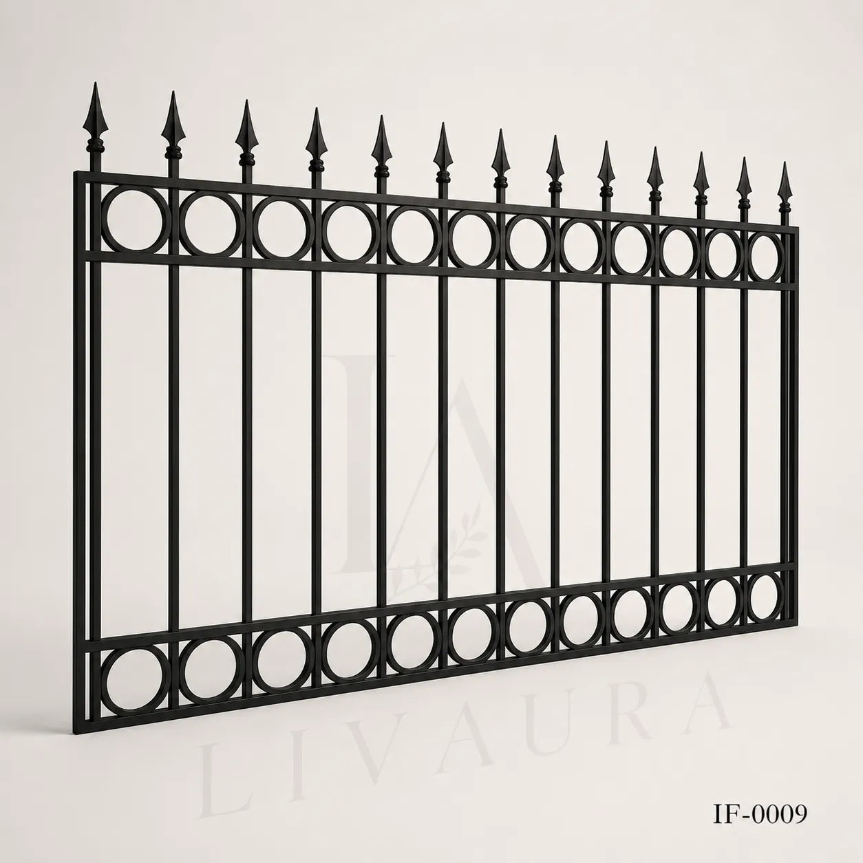 Classic Ring Top Wrought Iron Fence Panel
