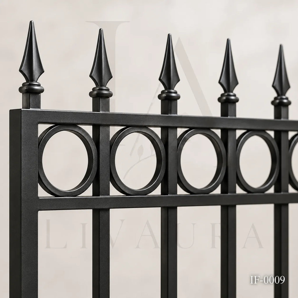 Classic Ring Top Wrought Iron Fence Panel
