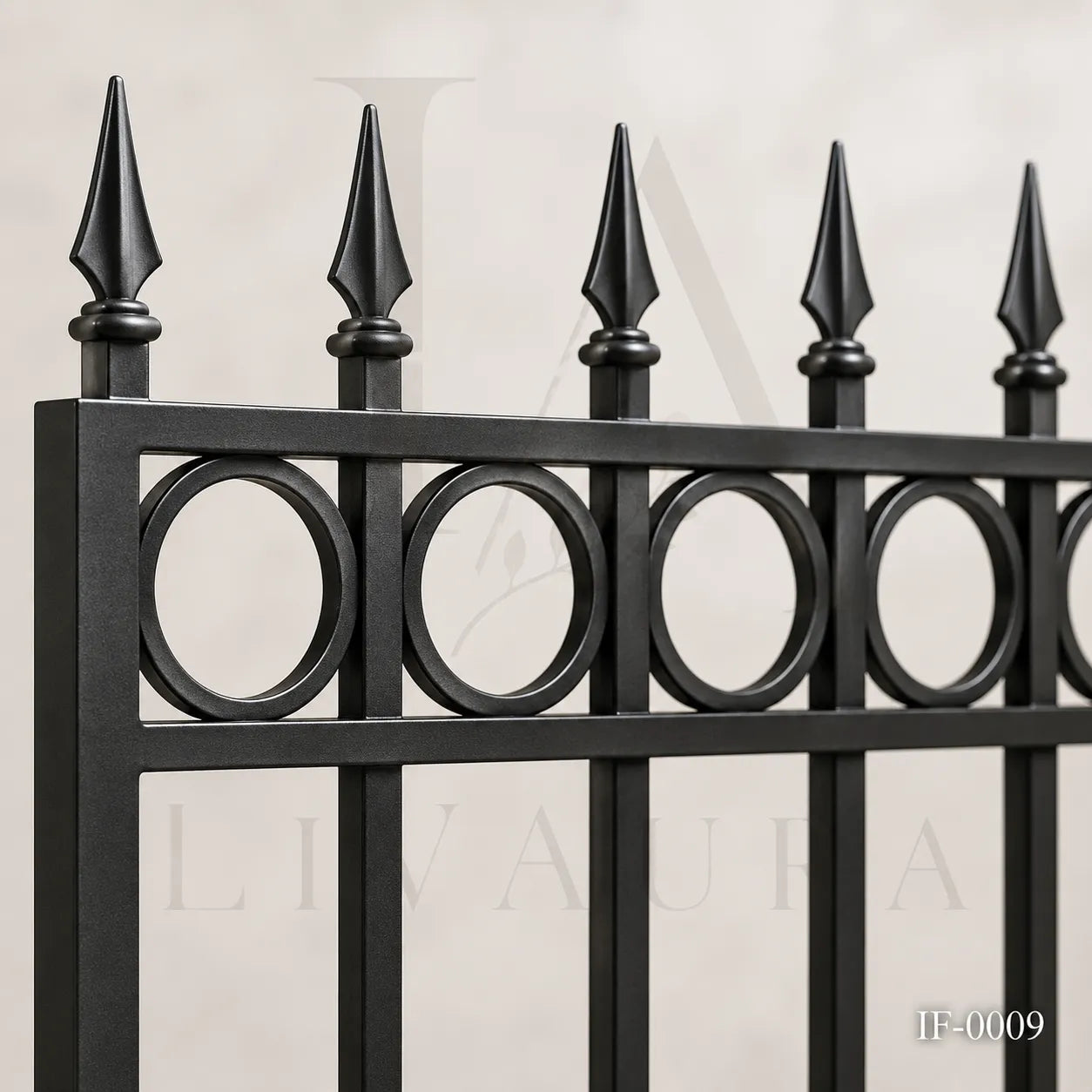 Classic Ring Top Wrought Iron Fence Panel