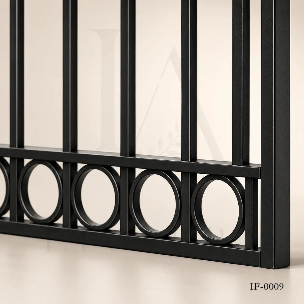 Classic Ring Top Wrought Iron Fence Panel