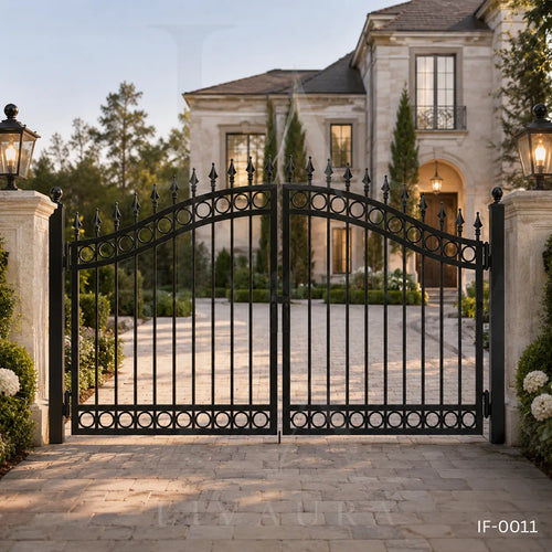 Classic Double Swing Wrought Iron Driveway Gate