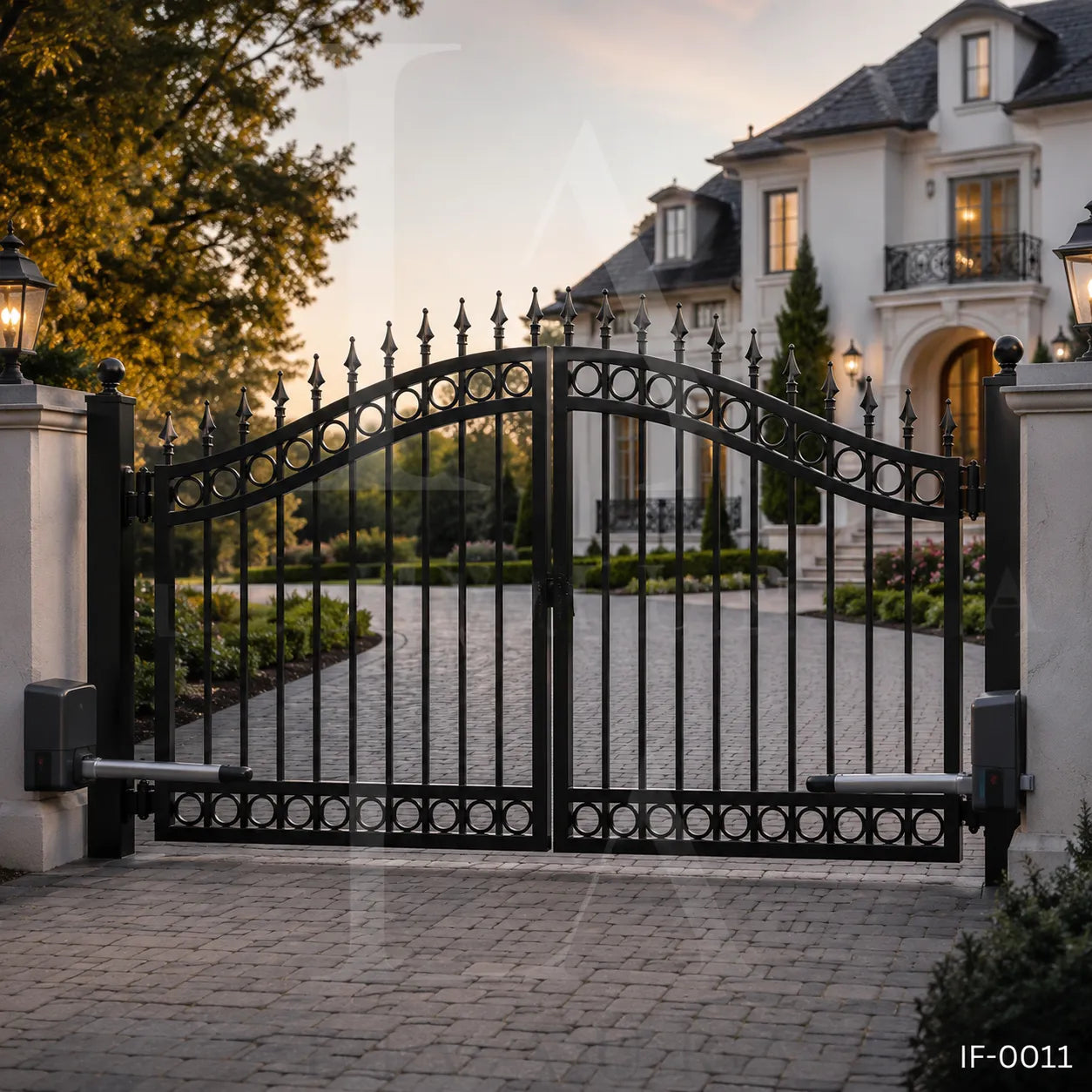 Classic Double Swing Wrought Iron Driveway Gate